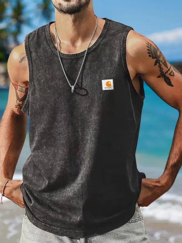 Men's Vintage Distressed Casual Sleeveless Vest Tank Top - Menwyx.com 