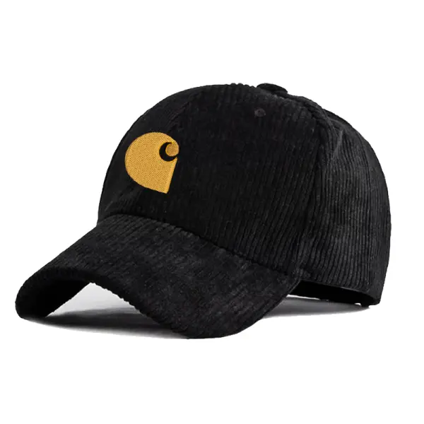 Vintage Corduroy Embroidered Logo Hat Baseball Cap - Yiyistories.com 