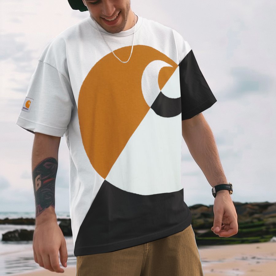 

Men's Surf Print Summer Daily Loose Short Sleeve T-shirt