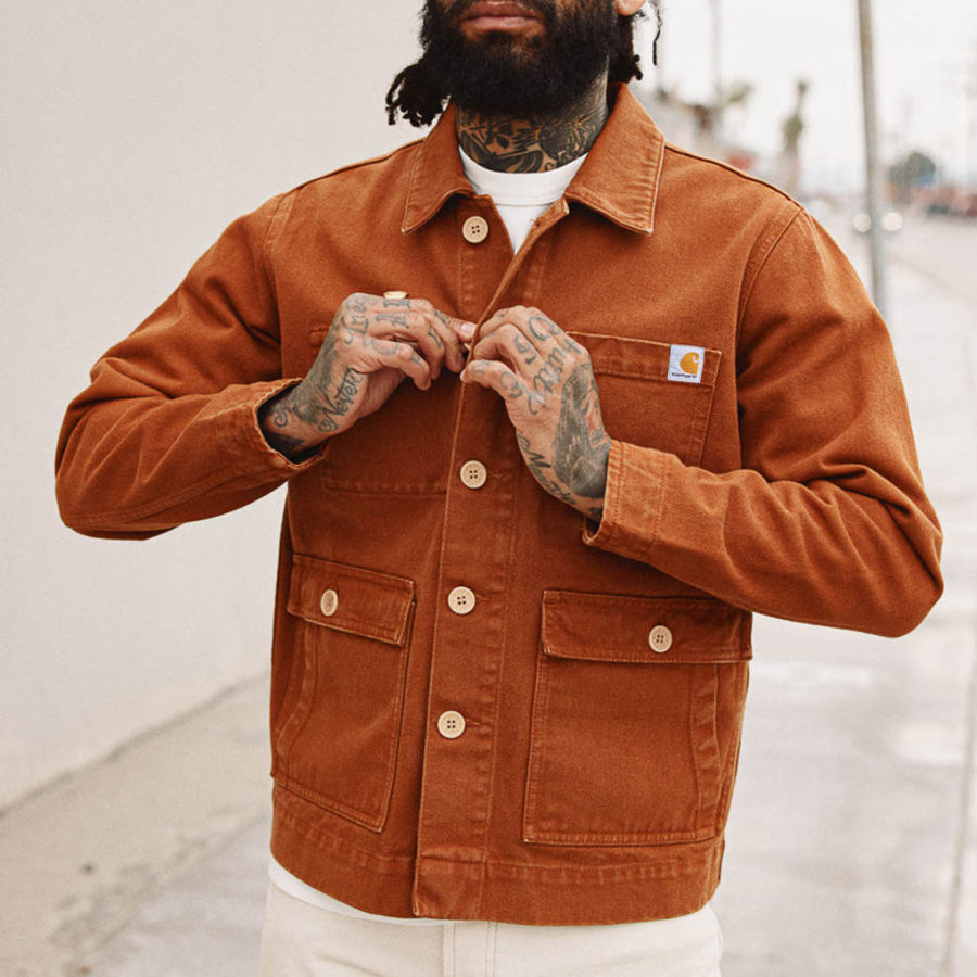 

Men's Outdoor Vintage Multi Pocket Lapel Collar Work Jacket