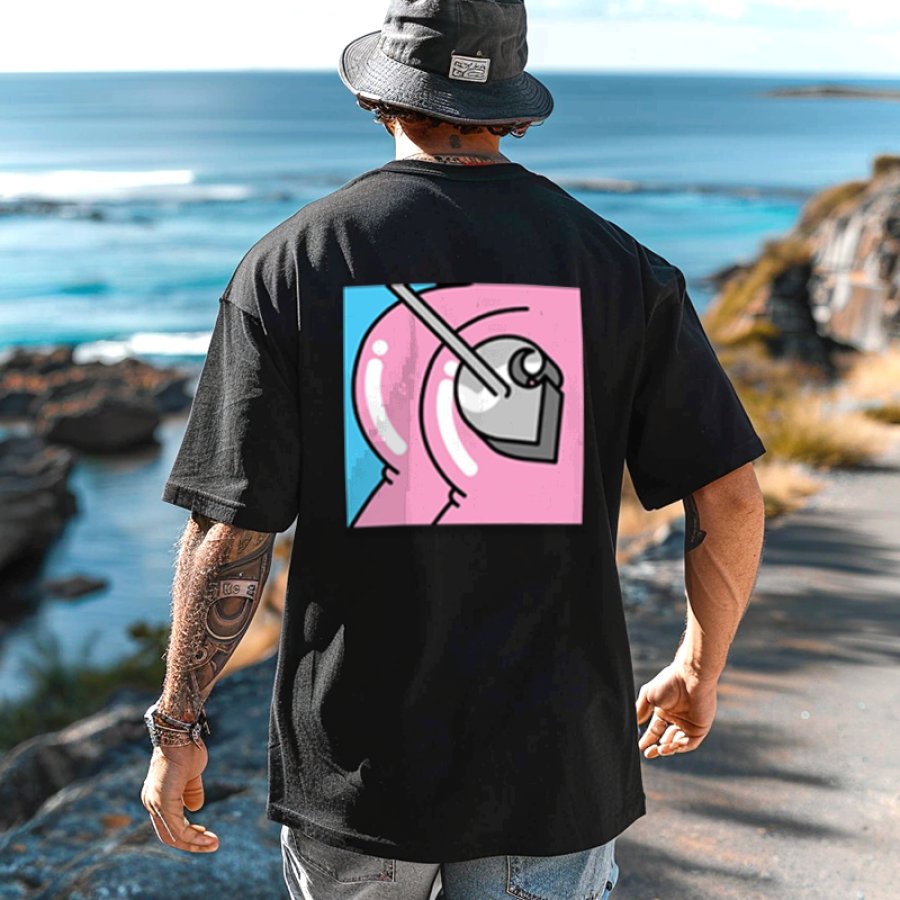 

Pink Buttocks Print Pattern Surf T-shirt