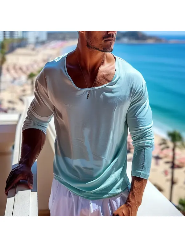 Men's Holiday Lightweight Sunscreen Casual Long Sleeve T-shirt - Anrider.com 