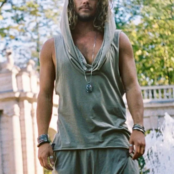 High Elastic Breathable Deep Neck Hooded Sleeveless Tee - Trisunshine.com 