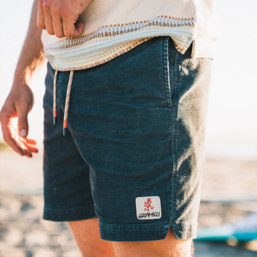 

Men's Ethnic Style Surf Summer Daily Patchwork Cargo Corduroy Shorts