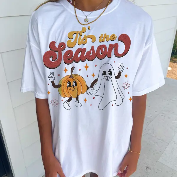 Unisex Halloween Ghost Print Casual Pullover T-Shirt - Wayrates.com 