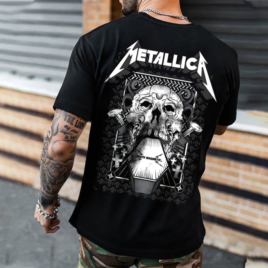 

Rock Band Skull Vintage Print T-shirt