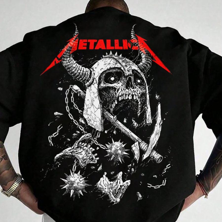 

Rock Band Skull Vintage Oversize Print T-shirt