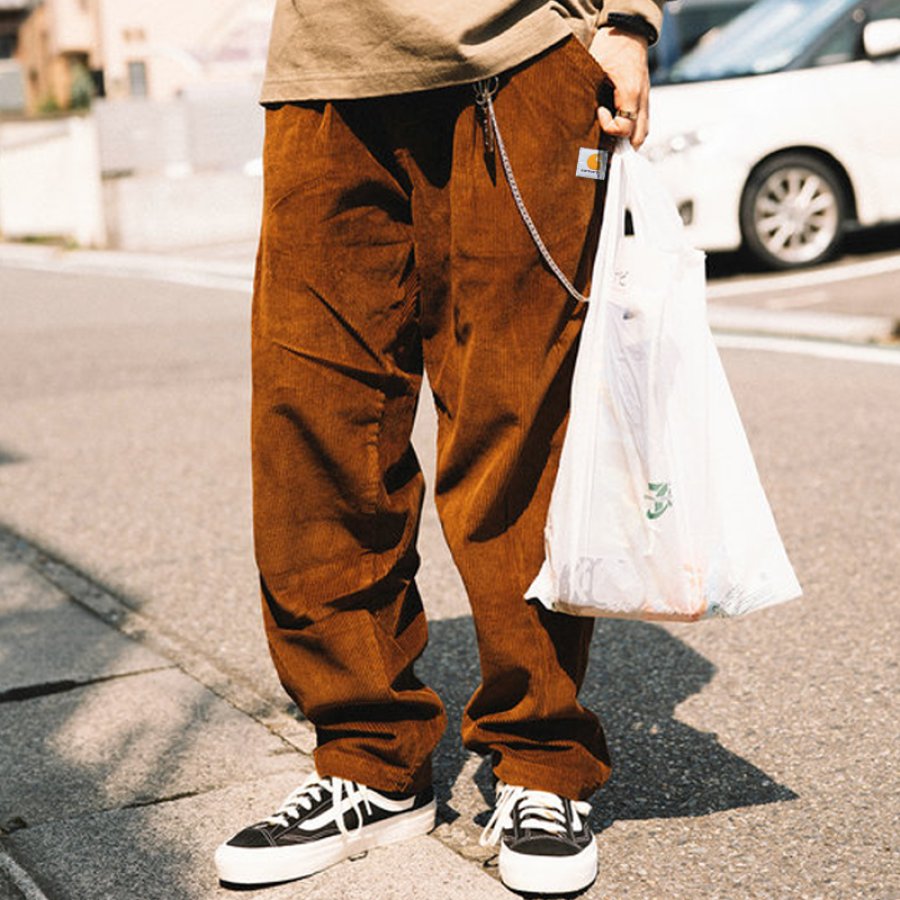 

Vintage Amekaji Workwear Style Corduroy Casual Pants