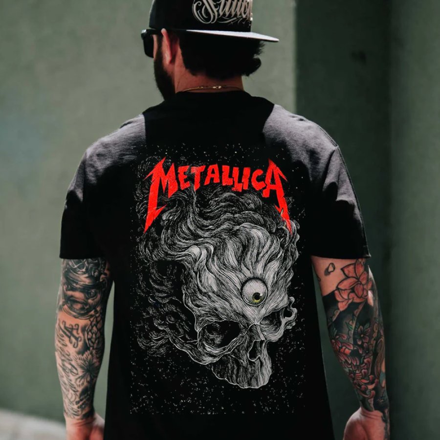 

Rock Band Skull Vintage Print T-shirt