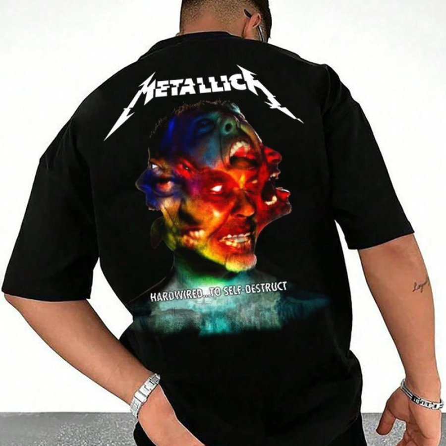 

Rock Band Skull Vintage Oversize Print T-shirt