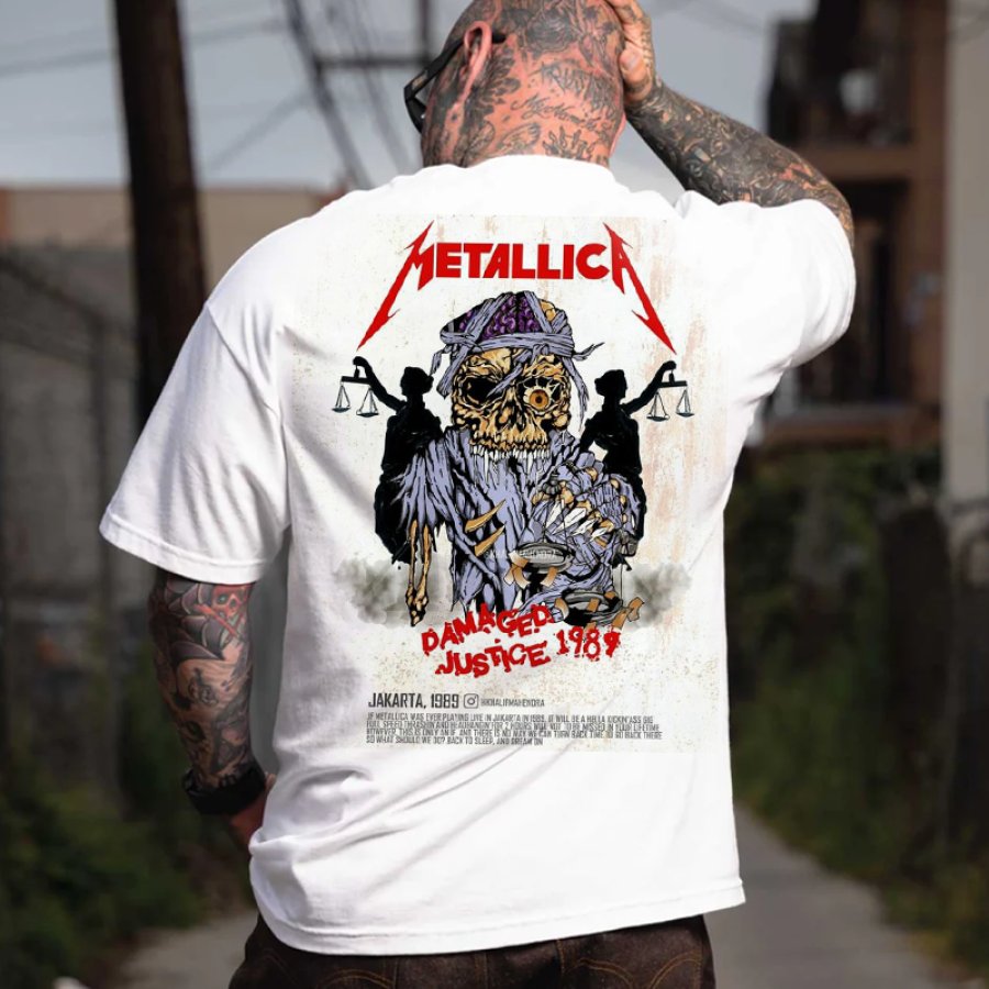 

Rock Band Skull Vintage Print T-shirt
