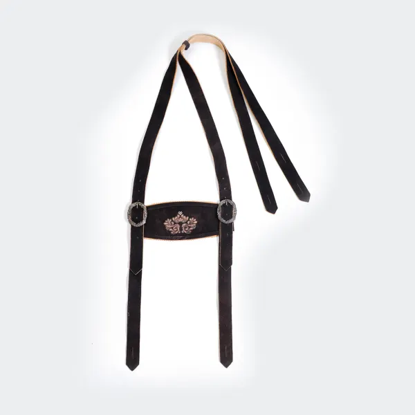 Men's Vintage Munich Embroidered Leather Suspenders Accessories - Elementnice.com 