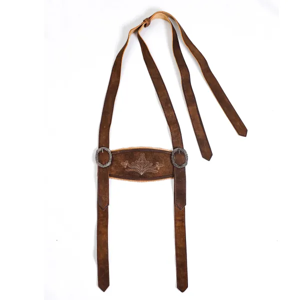 Men's Vintage Bavaria Munich Embroidered Leather Suspenders Accessories - Trisunshine.com 