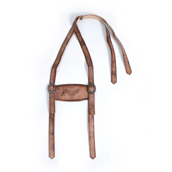 Men's Vintage Bavarian Style Embroidered Leather Suspenders Accessories - Cotosen.com 