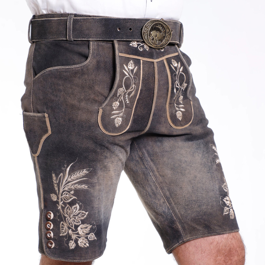 

Men's Vintage Bavarian Style Munich Traditional Casual Leather Shorts