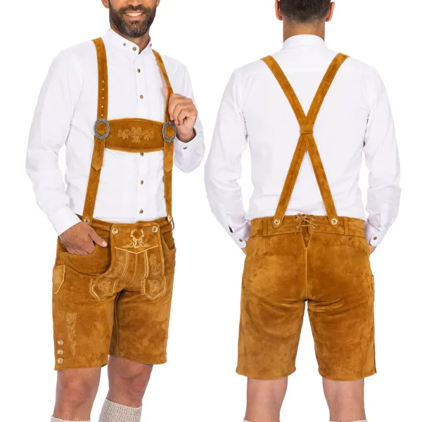 Men's Vintage Munich Embroidered Suede Bib Shorts - Wayrates.com 