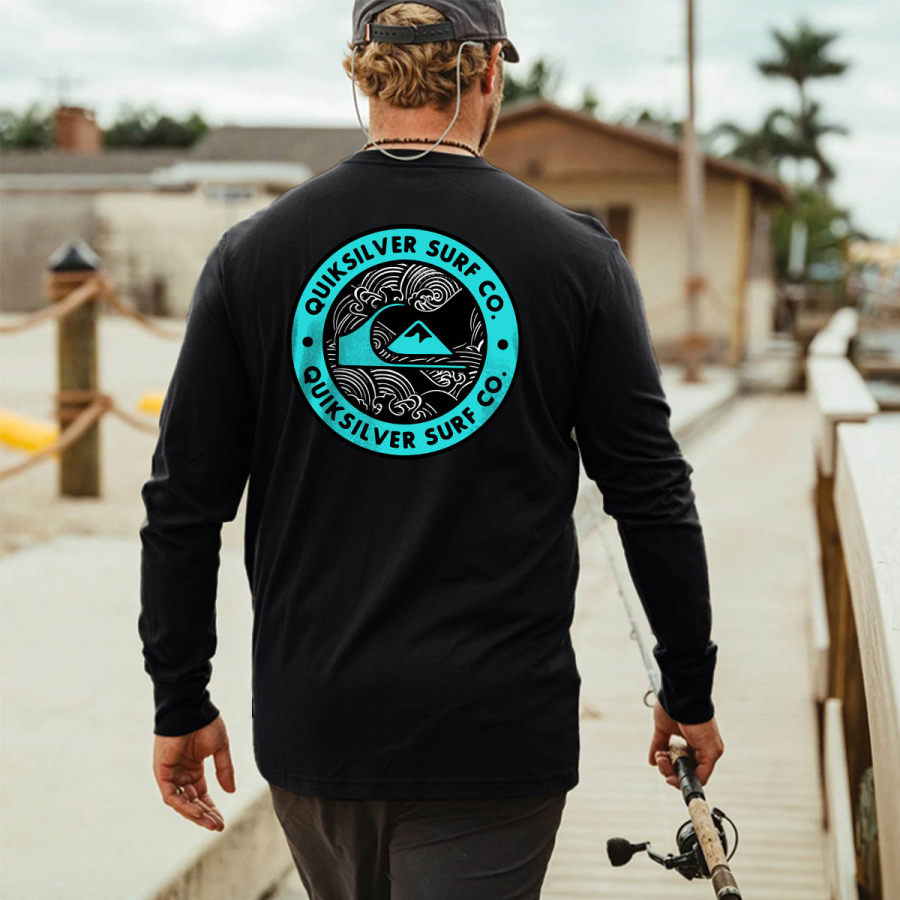 

Men's Vintage Surf Print Beach Long Sleeve Casual T-shirt