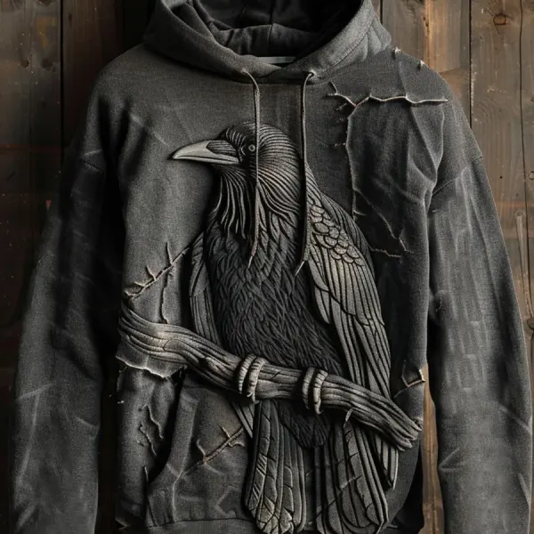 Dark Crow Print Hoodie On Branches - Trisunshine.com 