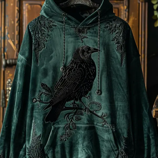 Dark Crow Print Hoodie On Branches - Trisunshine.com 