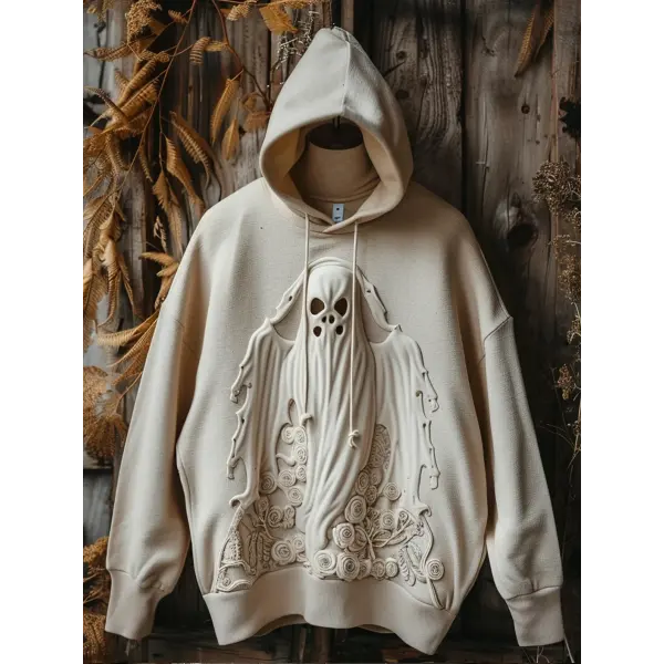 Three-dimensional Little Ghost Printed Hoodie - Ootdyouth.com 