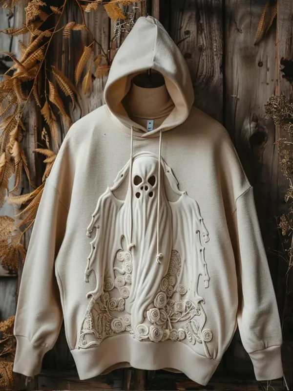 Three-dimensional Little Ghost Printed Hoodie - Ootdmw.com 