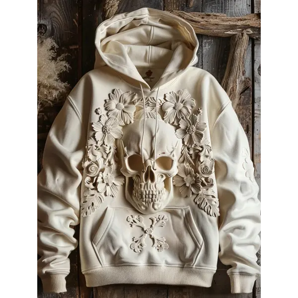 Lace Skull Print Hoodie - Spiretime.com 