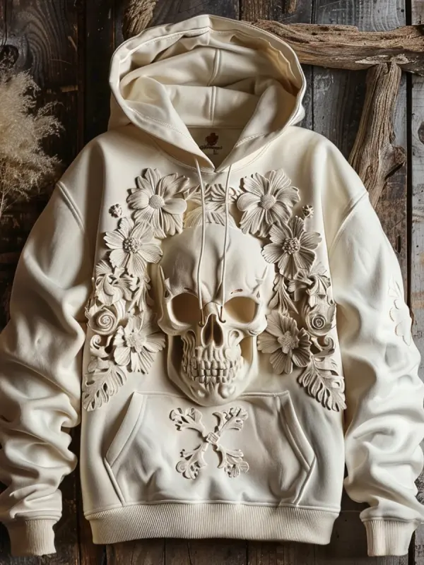 Lace Skull Print Hoodie - Anrider.com 