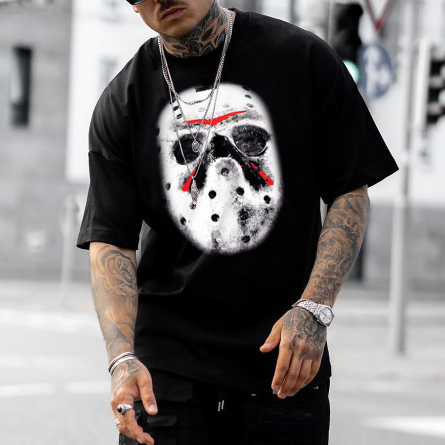 

Oversized Unisex Halloween Print T-Shirt Mask T-Shirt