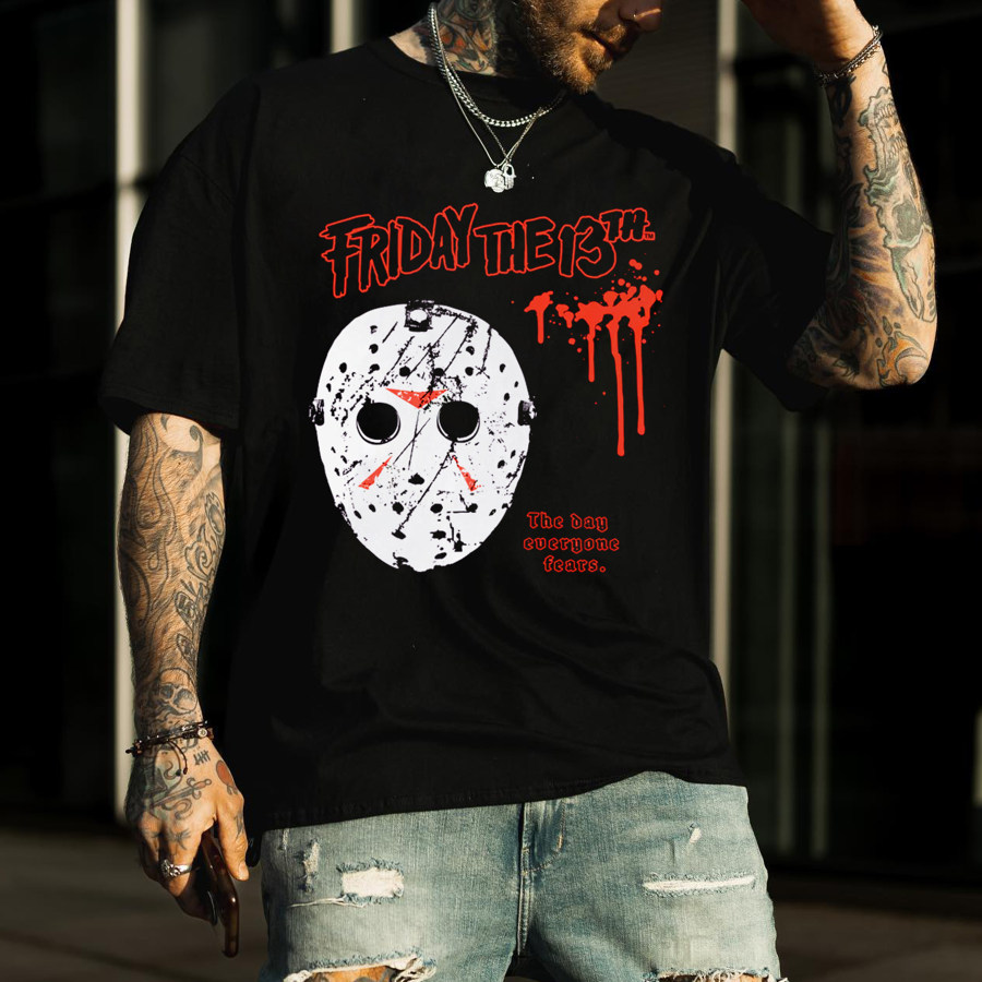 

Oversized Unisex Halloween Print T-Shirt Mask T-Shirt