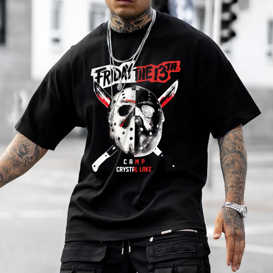 

Oversized Unisex Halloween Print T-Shirt Mask T-Shirt