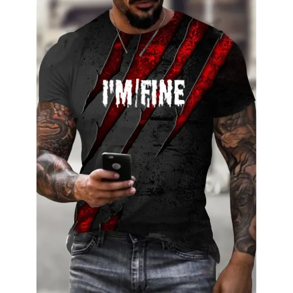 Men's Ripped Bloody Halloween Print T-Shirt - Wayrates.com 