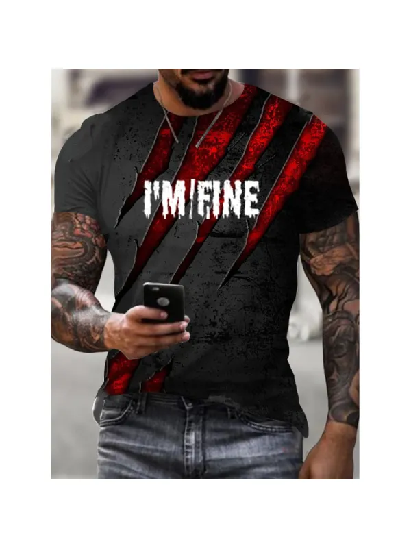 Men's Ripped Bloody Halloween Print T-Shirt - Timetomy.com 