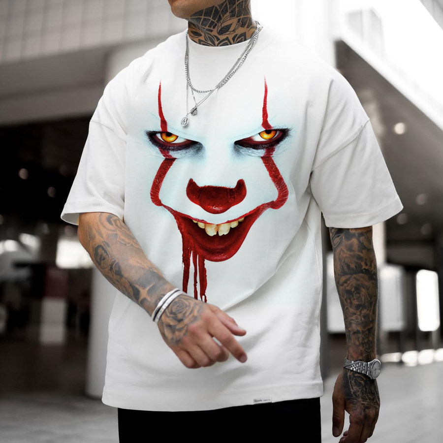 

Oversized Unisex Halloween Print T-Shirt Clown T-Shirt