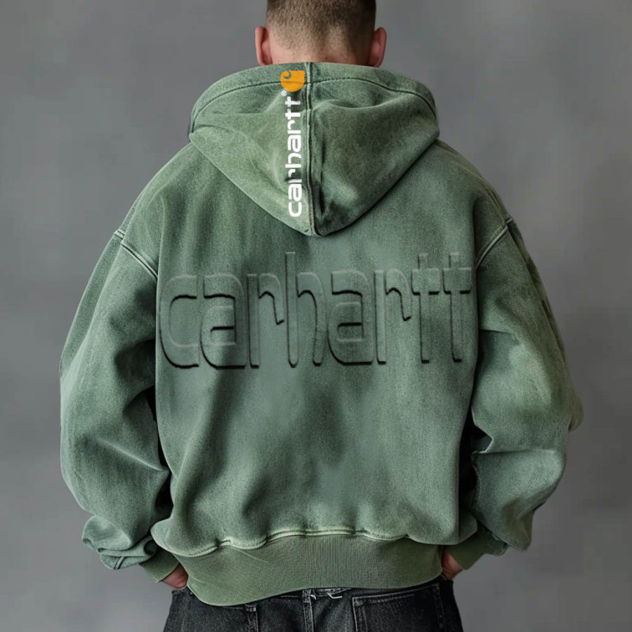 

Men's Vintage Embossed Pocket Long Sleeve Casual Loose Oversized Hoodie