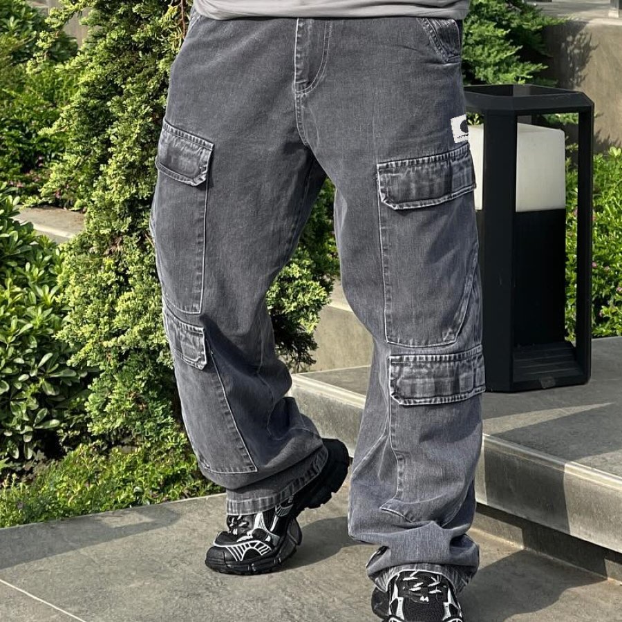 

Men's Distressed Washed Retro Pocket Pants