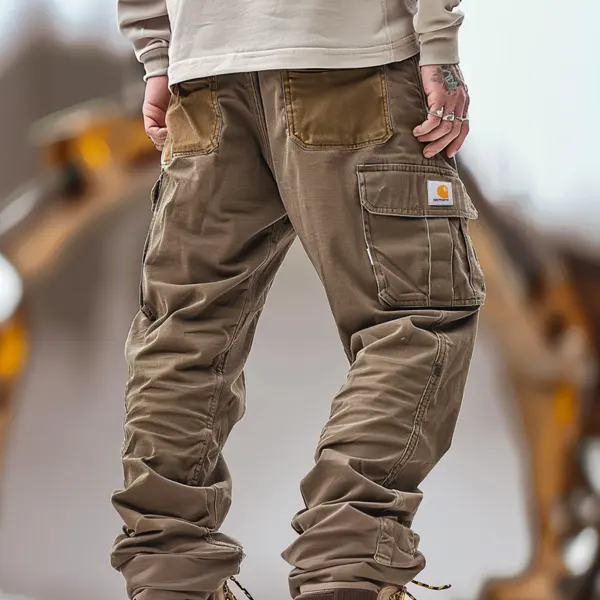 Men's Vintage Patchwork Outdoor Multi-pocket Cargo Pants Trousers - Albionstyle.com 