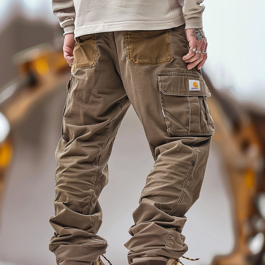 

Men's Vintage Patchwork Outdoor Multi-pocket Cargo Pants Trousers