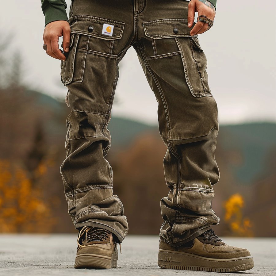 

Men's Vintage Patchwork Outdoor Multi-pocket Cargo Pants Trousers