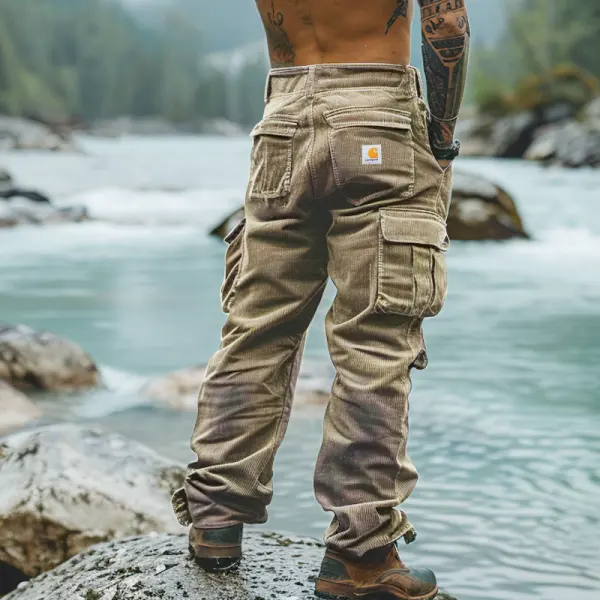 Men's Corduroy Vintage Washed Cargo Pants - Dozenlive.com 