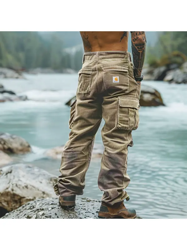 Men's Corduroy Vintage Washed Cargo Pants - Anrider.com 