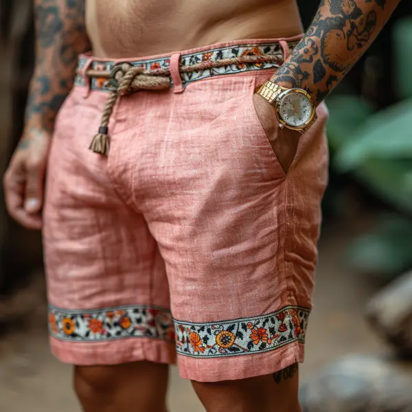 Retro Ethnic Casual Linen Shorts Style Shorts - Salolist.com 