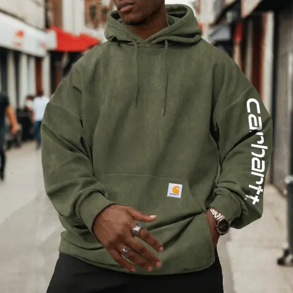 Outdoors Vintage Washed Printed Hoodie - Dozenlive.com 