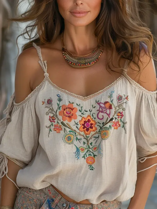 Vacation Ethnic Print Loose T-shirt - Sunshinetip.com 