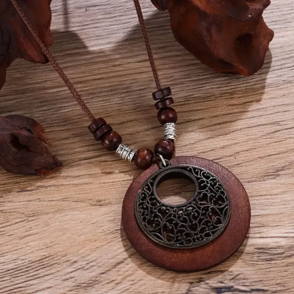 Women's Bohemian Wooden Alloy Necklace - Anurvogel.com 