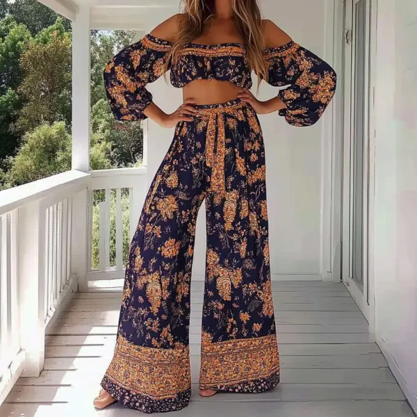 Bohemian Style Floral Casual Vacation Two-piece Suit - Trisunshine.com 