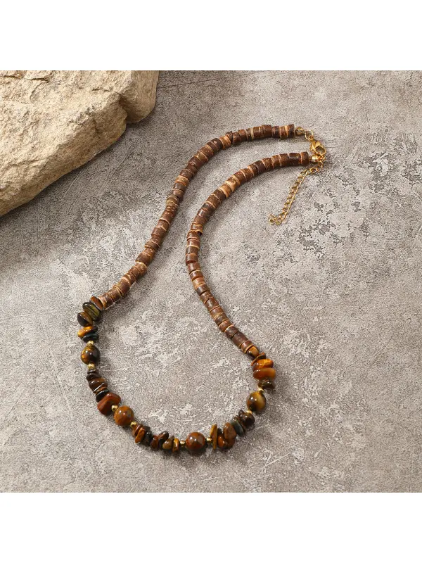 Women's Bohemian Coconut Shell Natural Stone String Necklace - Realyiyi.com 