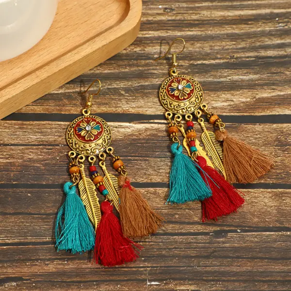 Women's Ethnic Style Tassel Drop Earrings - Trisunshine.com 