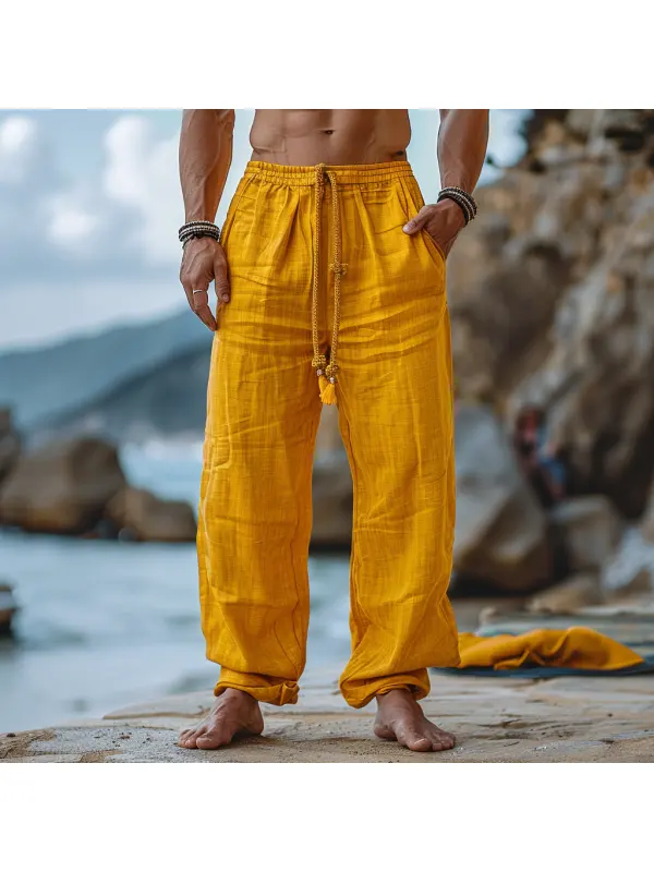 Simple Loose Men's Linen Pants Comfortable And Breathable Linen Pants - Timetomy.com 