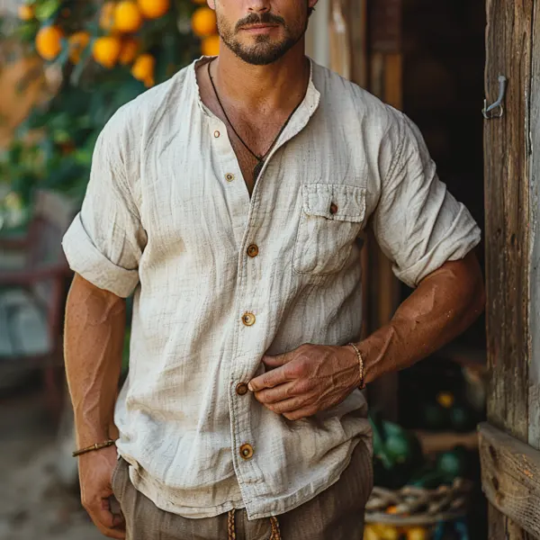 Vintage Casual V-neck Linen Shirt - Trissla.com 