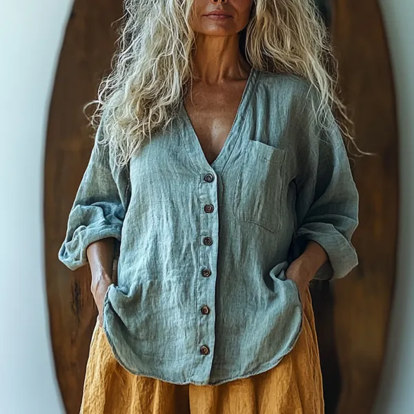 Women's Linen Long-sleeved Shirt - Anurvogel.com 